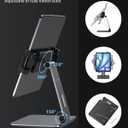 Maxonar iPad Stand Holder, Heavy-Duty Aluminum Alloy Tablet Stand, 360 Swivel Foldable iPad Pro Air Charging Stand Holder for Desk Bed Store POS Showcase Reception Kitchen Office (6-13''), Grey