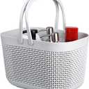 UUJOLY Plastic Organizer Storage Baskets with Handles, Shower Caddy Bins Organizer for Bathroom and kitchen, Grey