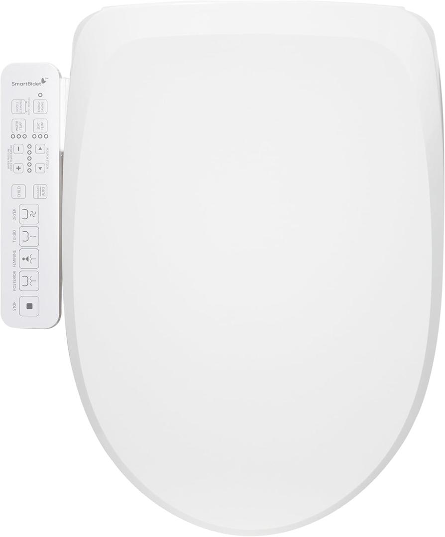 SmartBidet SB-2600 Electric Bidet Seat for Elongated - Electronic Heated Toilet Seat with Warm Air Dryer and Temperature Controlled Wash Functions (Unlimited Hot Water)