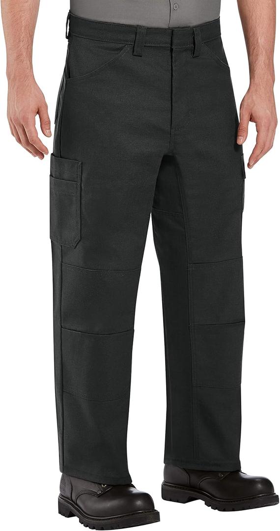 Red Kap Men's Double Knee No-Scratch Shop Pants (40W x 34L, Black)