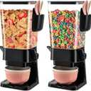 Cereal Dispenser Countertop Black 2 Pack with Bowls Spoons Cutlery Box,5.5 QT Dry Food Dispenser Snack Organizer Containers Storage for Pantry Kitchen Organization Oatmeal Nut Granola Candy (Black - 2pack)