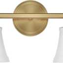 Gold Bathroom Vanity Light Fixtures, Traditional Aged Brass 2 Lights Wall Sconce Lighting with Opal Glass Shade, Porch Wall Mount Light Fixture for Bathroom, Mirror Cabinets Hallway Stairs