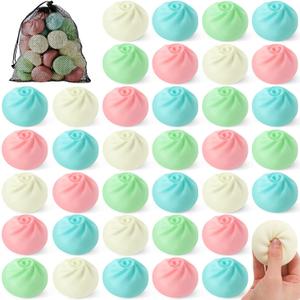 50 Pcs Dumpling Stress Balls Bulk 2.4 Inch Dumpling Fidget Toy Dough Stress Relief Bun Squeeze Toy with Storage Bag for Birthday Party Favors School Carnival Reward Gift