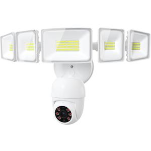 iMaihom Floodlight Camera Outdoor, 2K QHD Smart Home Security Cam with Motion-Activated, 5500LM Brightness 5 Heads Light, 360 Pan & Tilt, 2-Way Audio, Cloud/SD Storage, Color Night Vision (White)