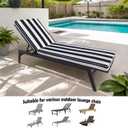 Lounge Chair Cushions Set of 2 for Outdoor Furniture 74x21x2.7 inch Premium Outdoor Chaise Lounge Cushions (Black White Stripe)