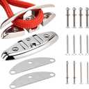 Racewill 2 Pack 5 inch Boat Folding Cleats, 316 Stainless Steel Flip-up Marine Dock Rope Cleats with Backing Plates and Screws, Compatible with Kayak Yacht Ski Boat