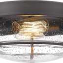 FEMILA Flush Mount Lighting Fixture, 12inch 2-Light Metal Ceiling Light Fixtures, Oil Rubbed Bronze Finish with Seeded Glass, 4FTJ22-F ORB (Oil Rubbed Bronze, Seeded Glass)
