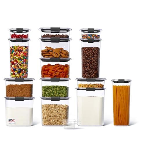 Rubbermaid Brilliance 12-Piece Food Storage Container Set with Scoops Airtight BPA-Free for Kitchen and Pantry Organization