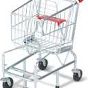 Melissa & Doug Toy Shopping Cart, Grocery Store Pretend Play Toys with Sturdy Metal Frame & Working Wheels, Toddler Shopping Cart, Preschool Learning Toys for Girls & Boys 3+