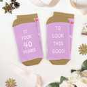 40th Birthday Gifts for Women Unique Mom Grandma Sister Best Friend Wife Teacher Girlfriend Mother 40th Birthday Gifts for Women 40 Year Old Female Her Friendship Novelty Socks (Purple), One Size