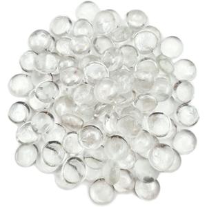 Flat Glass Marbles 1 Pound Vase Filler Fire Pit Glass Pebbles for Indoor Plants, Aquarium Fish Tank Decorations, Home Decor, Fire Pit, Landscaping, Arts Crafts (Clear)