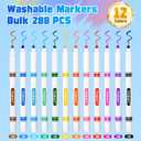 Toidgy 288 PCS Washable Markers for Kids, Colored Markers Bulk for School, Thin Marker Set in 12 Assorting Colors, Fine Line Marker with Conical Tip, Back to School Supplies, Classroom Must Haves