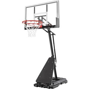 Basketball Hoop Outdoor, Portable Basketball Hoop with Impact Resistant PC Backboard, 10FT Height Quickly Adjustable Basketball Goal System with Rebound Plate (White and Black, 43 inch Backboard)