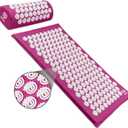 Spirol Acupressure Mat and Pillow Set for Back, Neck and Shoulder Pain Relief, with Flexible Acupressure Spikes, Includes Carry Bag (Amethyst)