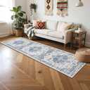 Ileading Washable Hallway Runner Rugs, 2x8 Non Slip Runners Area Rug for Entryway Kitchen Bathroom Bedroom Laundry Living Room, Long Narrow Low-Pile Floor Carpet Boho Vintage Throw Mat for Kids Room