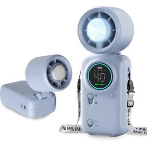 Handheld Turbo Fan with Ice Cooling, 20000 RPM Personal Fan with Stepless Speed, 6000mAh Rechargeable Up to 20H, LED Display Mini Fan for Office Desk Home Watching Game Outdoor Travel