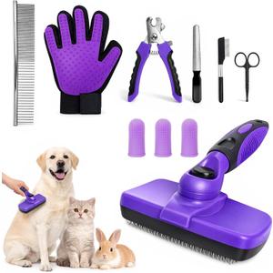 10PCS Dog Grooming Kit & Puppy Bathing Supplies, Dog Washing Kit with Dog Brush, Deshedding Tool, Grooming Gloves, Nail Clippers  Cat Grooming Kit for Long Hair & Rabbit Grooming Kit