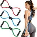 HPYGN Resistance Bands, Figure 8 Exercise Bands for Women Men, 8 Shaped Resistance Bands for Arms, Chest Expander, Yoga Gym Fitness Pulling Rope 8 Word Elastic for Exercise Muscle Training Tubing (red, blue, green)