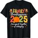 Family Thanksgiving 2025 Thanksgiving Crew Turkey Matching T-Shirt SizeXS