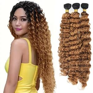 Deep Curly Weave Human Hair Deep Wave Human Hair Bundles 20 22 24 Inch 100% Unprocessed Brazilian Virgin Hair 3 Bundles Real Human hair Deep Wave Bundles T30#)