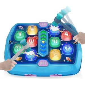 WAYKEE Whack a Game Mole, Toys for 3 4 5 6+ Year Old Boys Girls, Interactive Toddler Boy Girl Toys with 3 Modes & 2 Hammers, Sound & Light, Birthday Xmas Gifts for 3-10 Year Old Boys Girls