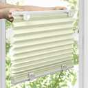 LazBlinds Tool-Free Cordless Pleated Shades with Suction Cups Light Filtering Top Down Bottom Up Pleated Blinds for Window Size 43" W x 64" H, Cream