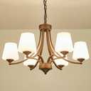 6-Light Farmhouse Chandelier Oil Rubbed Bronze Pendant Light Fixture with Frosted Glass, Rustic Ceiling Lighting Modern Hanging Lamp for Dining Room Living Room Bedroom, 47.2" Height Adjustable