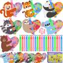 2 x Valentines Day Gifts for Kids, 28 Pack Mini Bubble Wands with Greeting Cards Valentines Animal Themes for Kids, Valentine's Day School Prizes Party Favor, Classroom Exchange Gifts