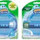 Scrubbing Bubbles Fresh Gel Toilet Bowl Cleaning Stamps, Helps Keep Toilet Clean and Helps Prevent Limescale & Rings, Rainshower Scent, 1 Dispenser with 6 Fresh Gel Stamps (2 Pack)