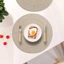 Leegood 15Inch Round Placemats for Dining Table - Heat-Resistant Non-Slip Polyester Ramie Blend, Oil-Proof Reusable Easy-Clean Kitchen Mats for Home & Restaurant (6-Pack) (Rainbow Red)