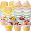 60 Pcs Ice Cream Bowls Paper Ice Cream Cups 4/6/8 oz Containers Bulk 6 Colors Disposable Sundae Bowls for Dessert Frozen Yogurt Birthday Summer Baby Shower Party Bar Supplies (6 oz)
