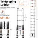 Telescoping Ladder 16.5 FT Telescope Ladder Stainless Steel, Extension Collapsible Telescopic Ladders with 2 Hooks Folding Extendable Adjustable Portable Rv Ladders for Home Roof, 330lbs Max Capacity
