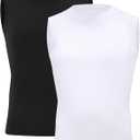 Moozava Youth Sleeveless Compression Shirt Boys Athletic Tank Tops Kids Basketball Football Undershirt (White, XL)