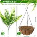 lovemoon Fake Ferns Plant Baskets,2PCS Artificial Hanging Plants,2 Hanging Planters with 24 Pcs Leaves for Indoor Outside Decorations for Front Porch Garden Balcony Patio Home Decor (2, Light Green)