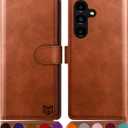 4 x SUANPOT for Samsung Galaxy S24 Plus/S24+ Wallet case RFID Blocking Credit Card Holder,PU Leather Flip Folio Book Phone case Cover Women Men for Samsung S24 Plus/S24+ case Wallet(Light Brown)