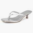 Women's Kitten Heel Sandals Square Toe Slip on Flip Flop Heels 2 Inch Thong Sandals Party Dress Heeled Sandals, 7