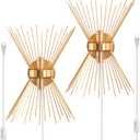 VILUXY Mid-Century Plug in Wall Sconces Antique Brass Brush Paint Finish with Starburst Shade and ON/Off Switch Cord for Bedside, Bedroom, Hallway, Entryway, Passway, Vanity 2 Pack