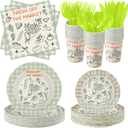 FoldTier 350 Pcs Fresh off the Market Bridal Shower Party Tableware - Paper Plate, Napkin, Cup, Cutlery, Disposable Fresh off the Market Party Decorations for Family and Friends, 50 Guests
