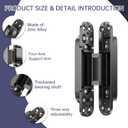 7" 2 pcs Hidden Hinges for Doors Invisible Hinges Concealed Zinc Alloy 180 Degree Swing 3 Way Adjustable Butt Silent Door Hinge 7 x 2.8 x 1 inch (Black