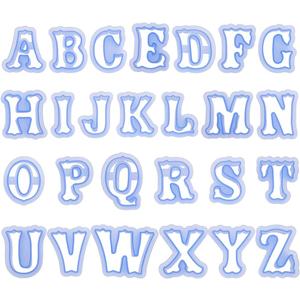 BENECREAT Alphabet Cookie Cutters 2.5 Inch Small Plastic Fondant Cutters Resin Mold Blue Letter Shape Cookie Cutters for DIY Biscuit Baking Cake Tool Fondant Moulds, 26-Piece