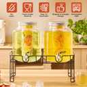 1.5 Gallon Glass Drink Dispensers for Parties, 2PACK Beverage Dispenser with Stand, Ice Cylinder and Stainless Steel Spigot 100% Leakproof, Beverage Dispenser for Lemonade Sun Tea