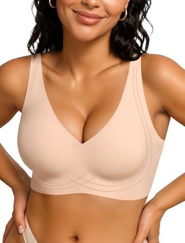 OEAK Womens Comfortable Deep V Bras Wireless Push Up Seamless Full Coverage Bralettes Supportive Bra Raceback Tshirt Bras XXL OEAK Womens Comfortable Deep V Bras Wireless Push Up Seamless Full Coverage Bralettes Supportive Bra Raceback Tshirt Bras XXL