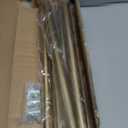 Warm Gold Bay Window Curtain Rods with Aluminum End Cap Finials and Brackets,Adjustable 32-86 Inch Center Rod for windows (20-82), 32-58 Inch Side Rods for windows (20-54),1 Inch Diameter