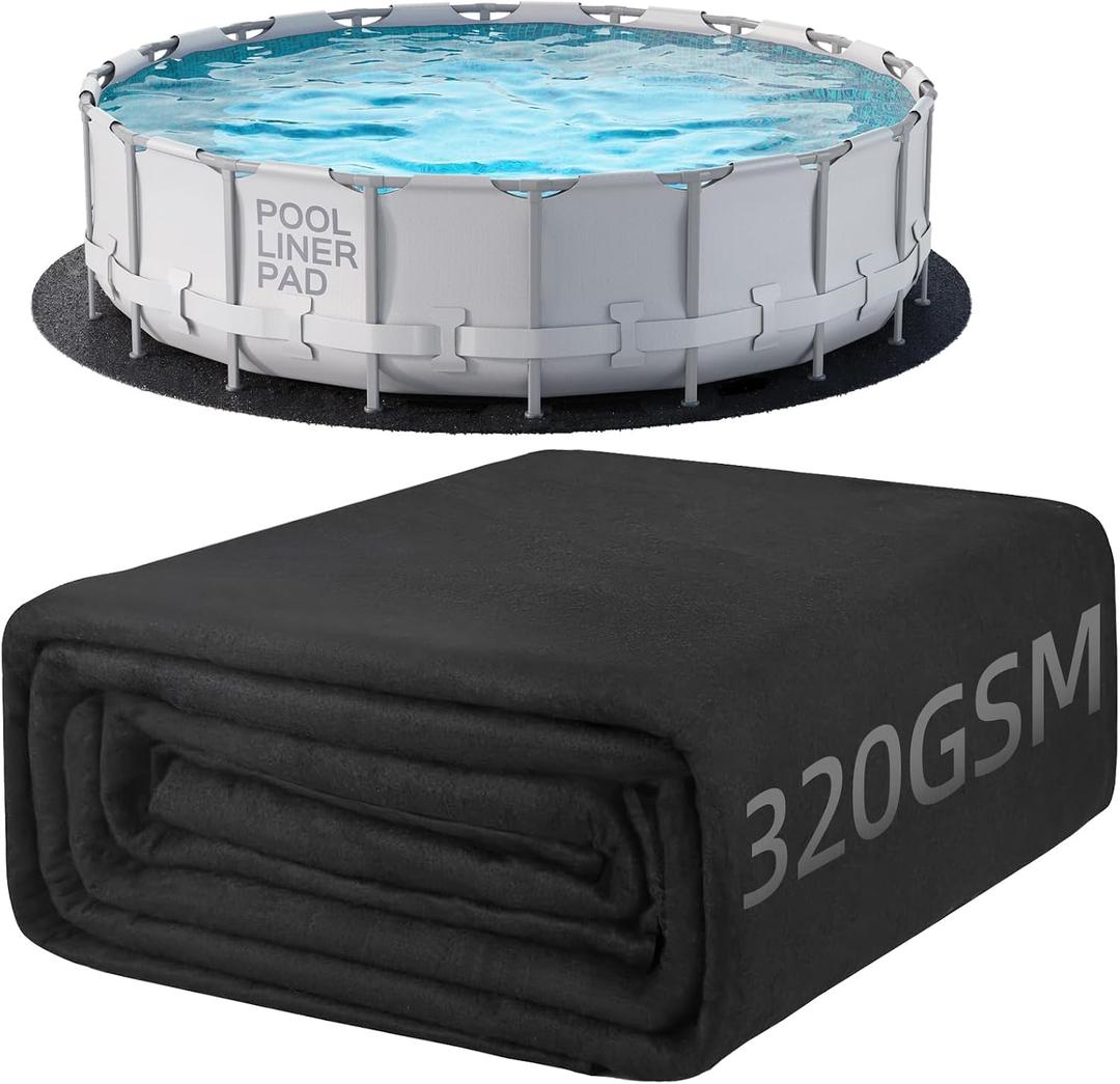 POOLHACKER 18 ft Pool Liner Pad, [2026 New Pool Pad 9.4 oz/yd Heavy-Duty] Round Pool Liner Pad for Above Ground Swimming Pools, Prevents Punctures, Effortless to Install, Eco-Friendly Padding