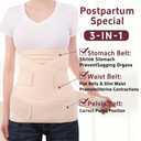 Cmipeob 3 In 1 Postpartum Belly Band Abdominal Binder Post Surgery C Section Belly Binder Post Partum Hysterectomy Belly Support Wraps Postpartum Waist Trainer Essentials After Birth Beige, XXX-Large
