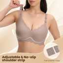 PQK Bras No Underwire for Women Comfortable Wireless Seamless T Shirt Bras Wavy Edge Full Coverage Push Up Bra (Size XXXL Coffee) (Brown, XXXL)