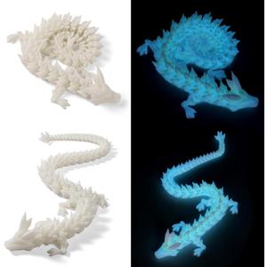 24 Inch 3D Printed Articulating Dragon - Giant, Long, and Extra Large Dragon Figure for Home Decor and Gifts (Luminous Green, 24 inch)