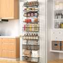 Moforoco Over The Door Pantry Organizer, Pantry Door Organizer Shelves, Kitchen Organizers and Storage, Hanging Basket Wall Spice Rack Seasoning Shelves, Laundry Room Bathroom accessoriesBlack (8-Tier)