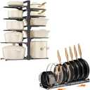 MUDEELA 6-Tier Pots and Pans Organizer Rack for under Cabinet with Expandable 11.71''-22.85'' Pot Lid Kitchen Cabinet Organizer Holder