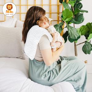 Muslin Burp Cloths for Baby 100% Cotton Burping Cloths for Unisex, Boy, Girl - Large 20'' by 10'' Newborn Essentials Ultra Soft Absorbent Milk Spit Up Rags - 3 Pack - White+Light Bean Paste Series